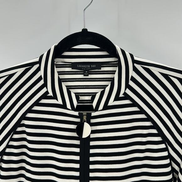 Lafayette 148 black white full zip half sleeve office preppy jacket size M - Picture 4 of 8